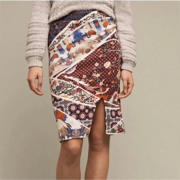 Anthropologie Maeve Side Slit Knit Pencil Skirt Multicolor Size M - Picture 1 of 9